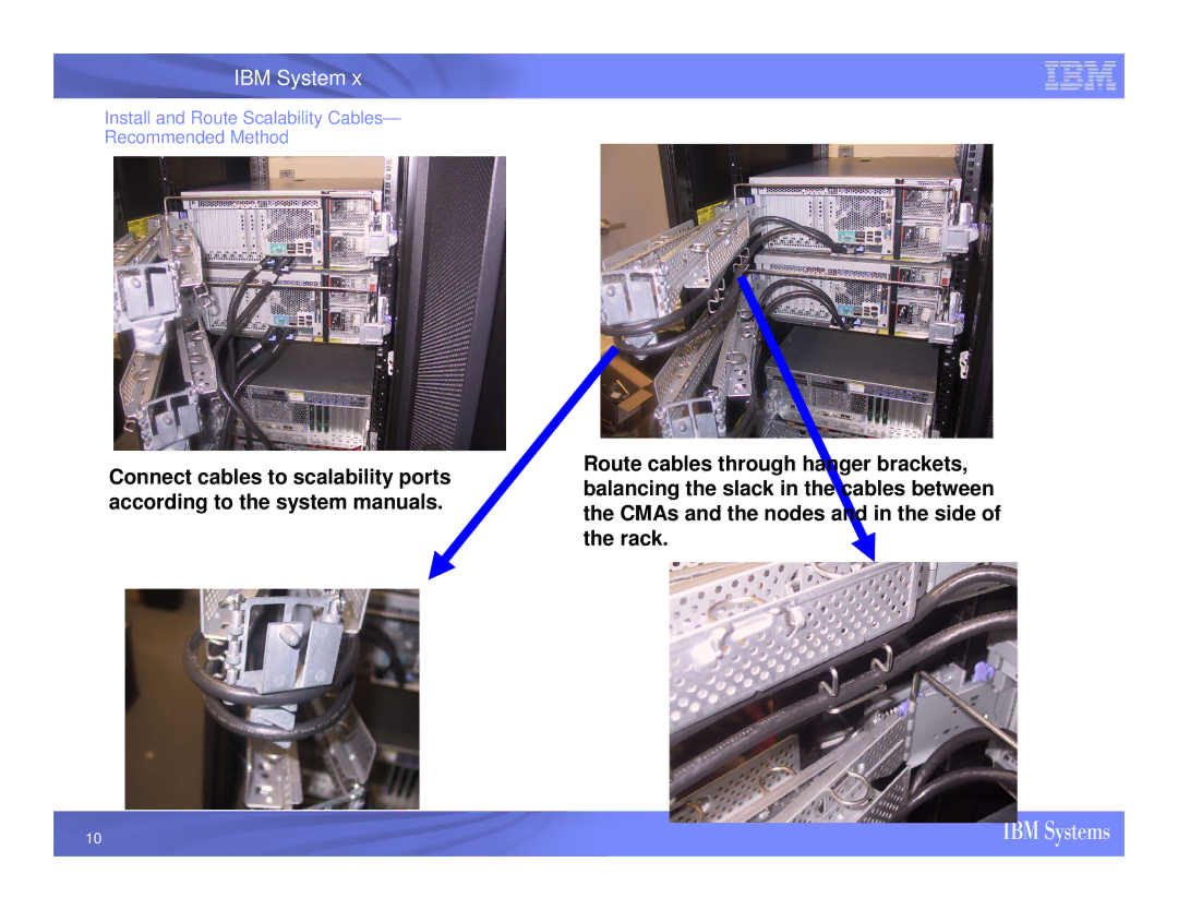 IBM X3950 M2 installation instructions Install and Route Scalability Cables- Recommended Method 