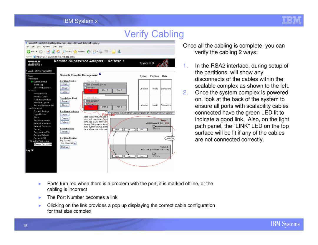 IBM X3950 M2 installation instructions Verify Cabling 