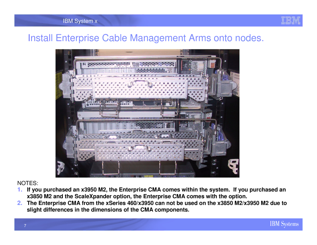 IBM X3950 M2 installation instructions Install Enterprise Cable Management Arms onto nodes 