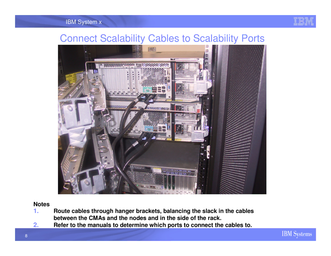 IBM X3950 M2 installation instructions Connect Scalability Cables to Scalability Ports 