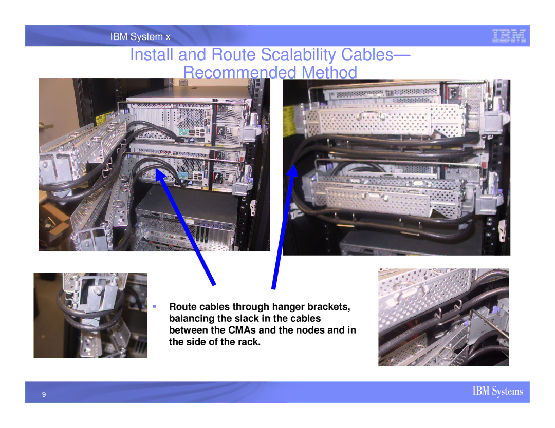 IBM X3950 M2 installation instructions Install and Route Scalability Cables Recommended Method 