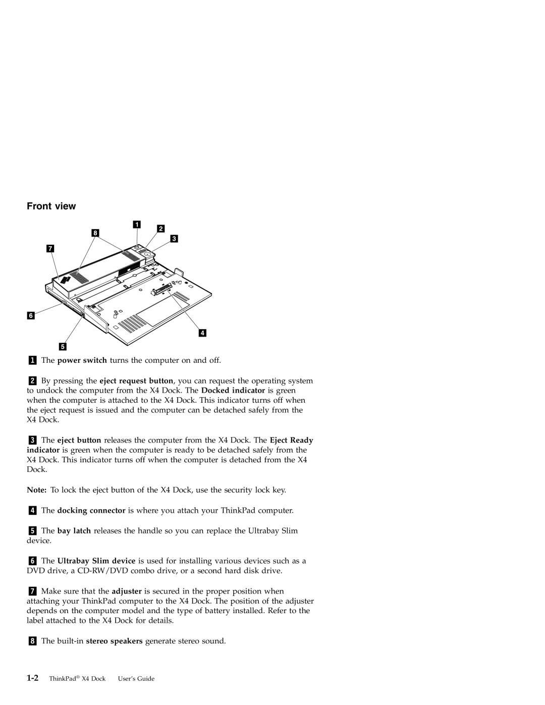 IBM X4 manual Front view 