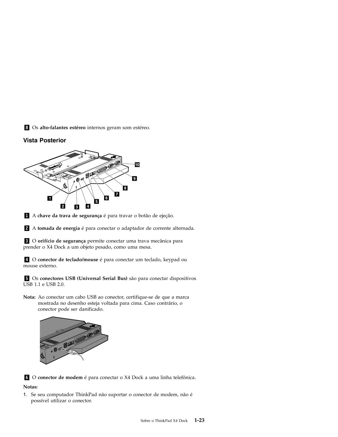 IBM X4 manual Vista Posterior, Notas 