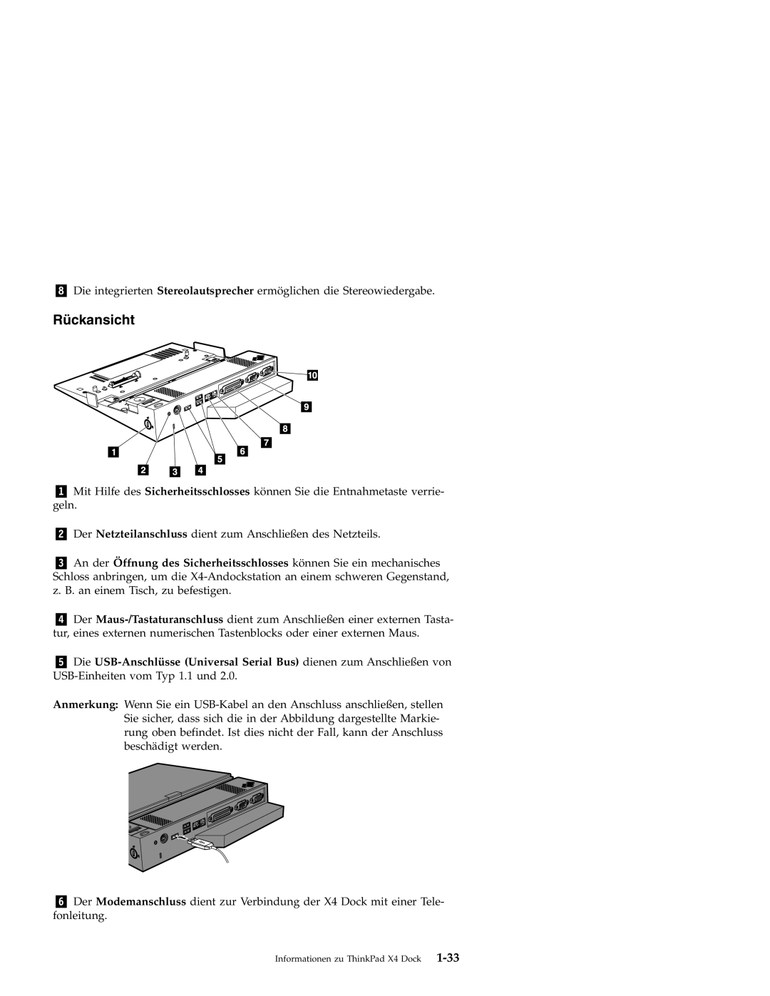 IBM X4 manual Rückansicht 