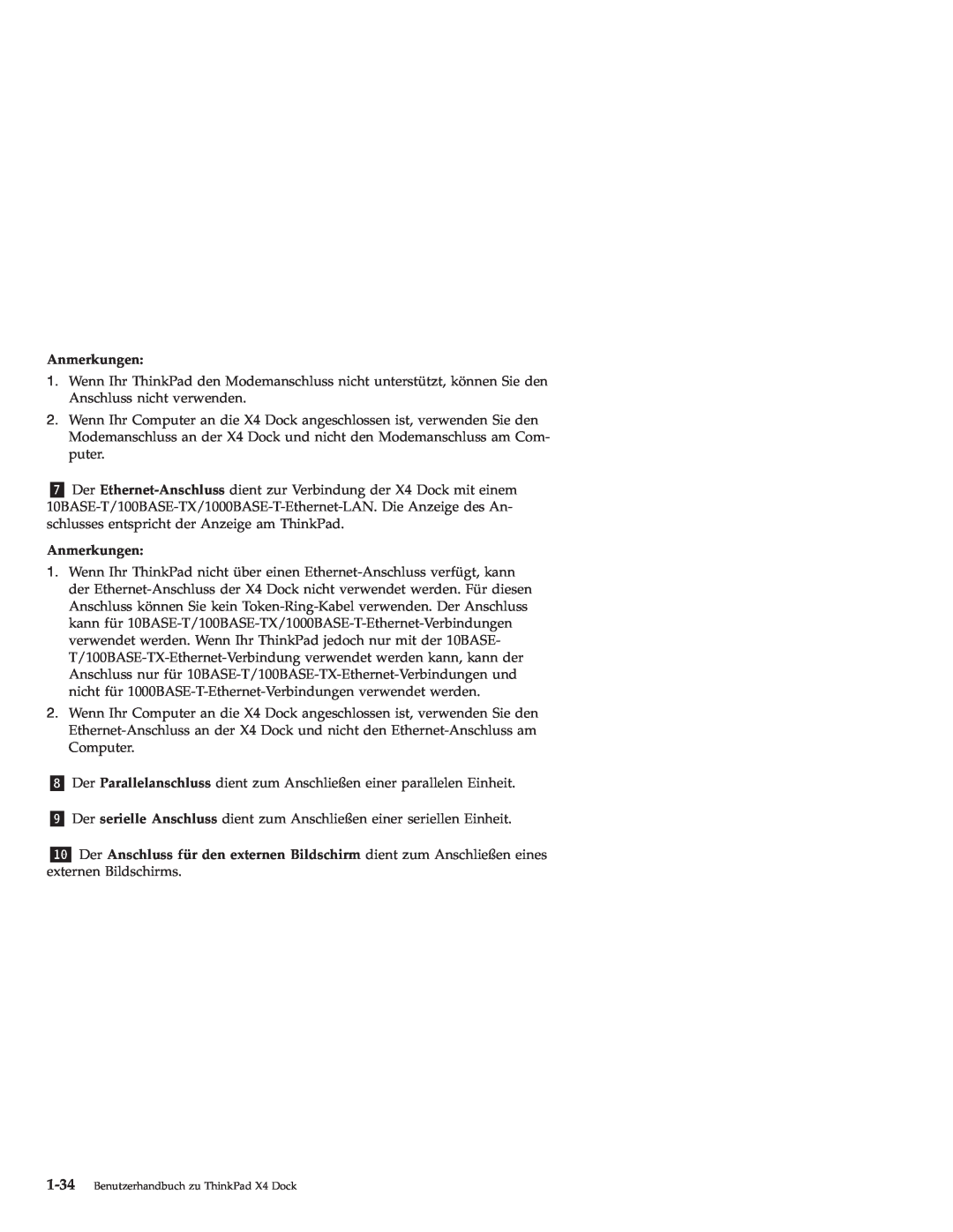 IBM manual Anmerkungen, Benutzerhandbuch zu ThinkPad X4 Dock 