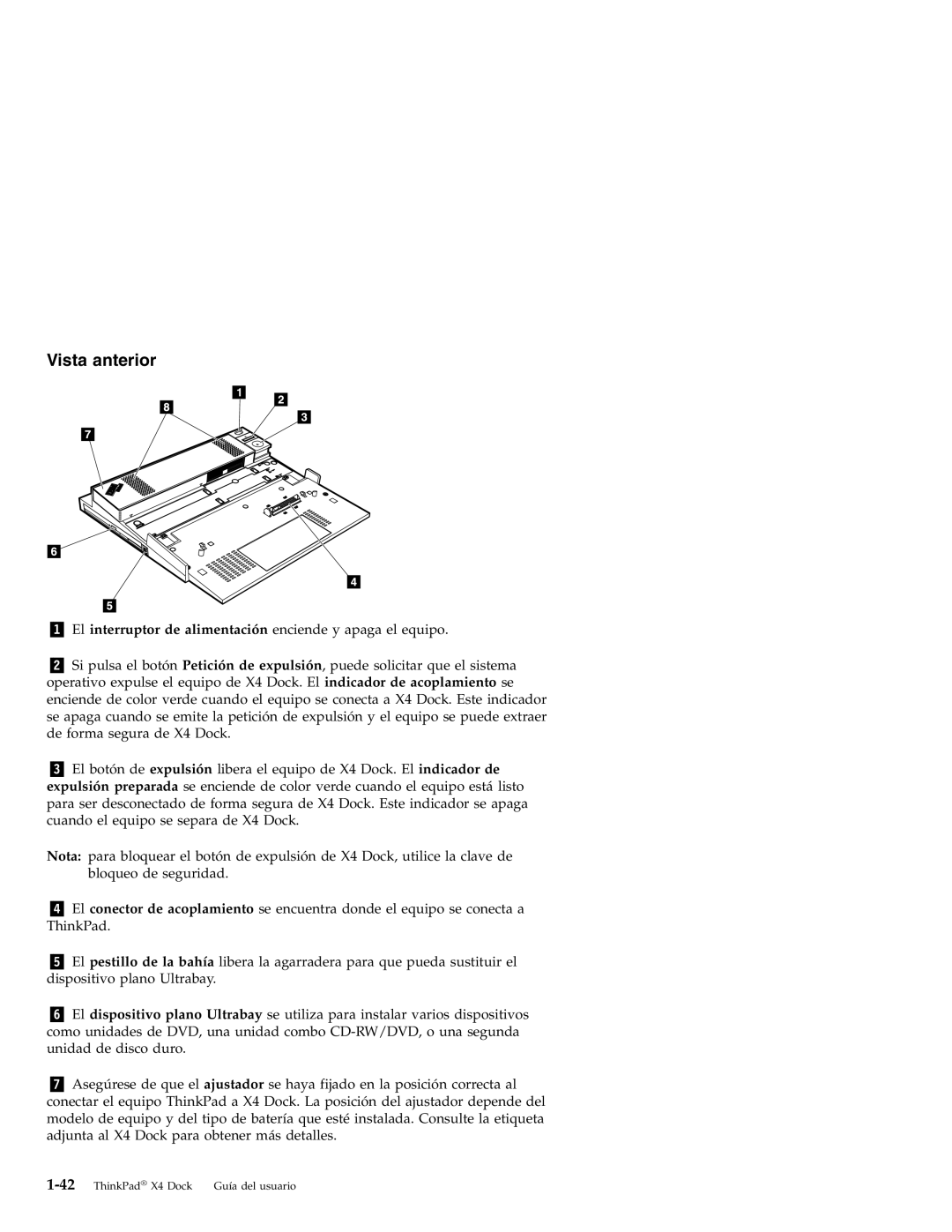 IBM X4 manual Vista anterior 