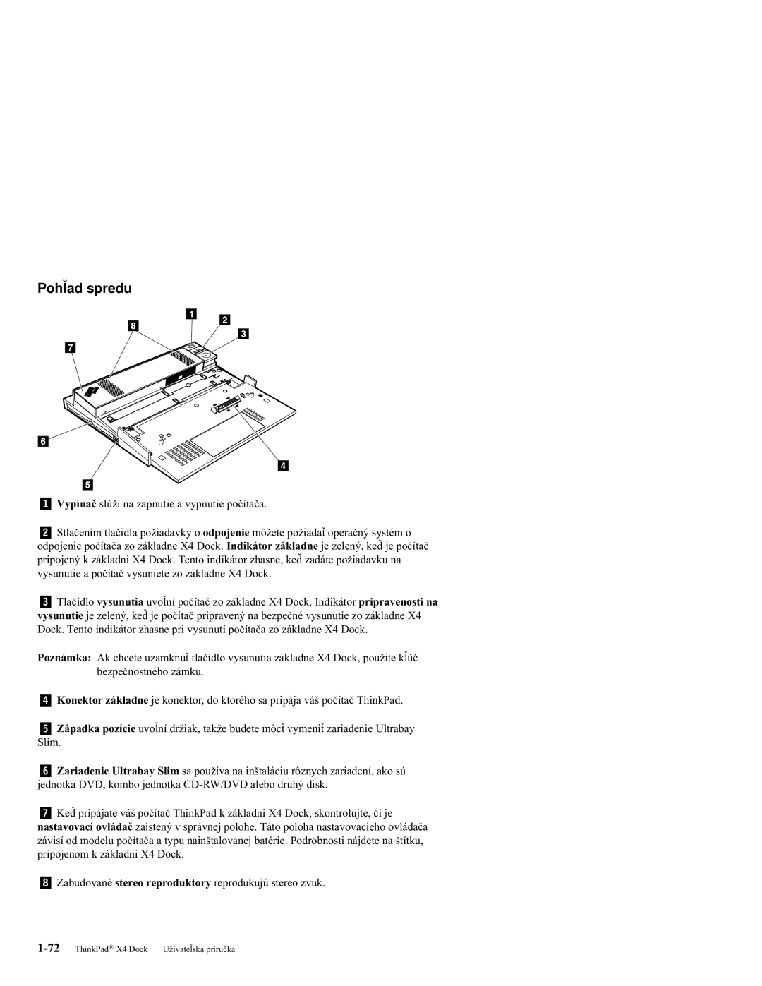 IBM X4 manual Pohľad spredu 