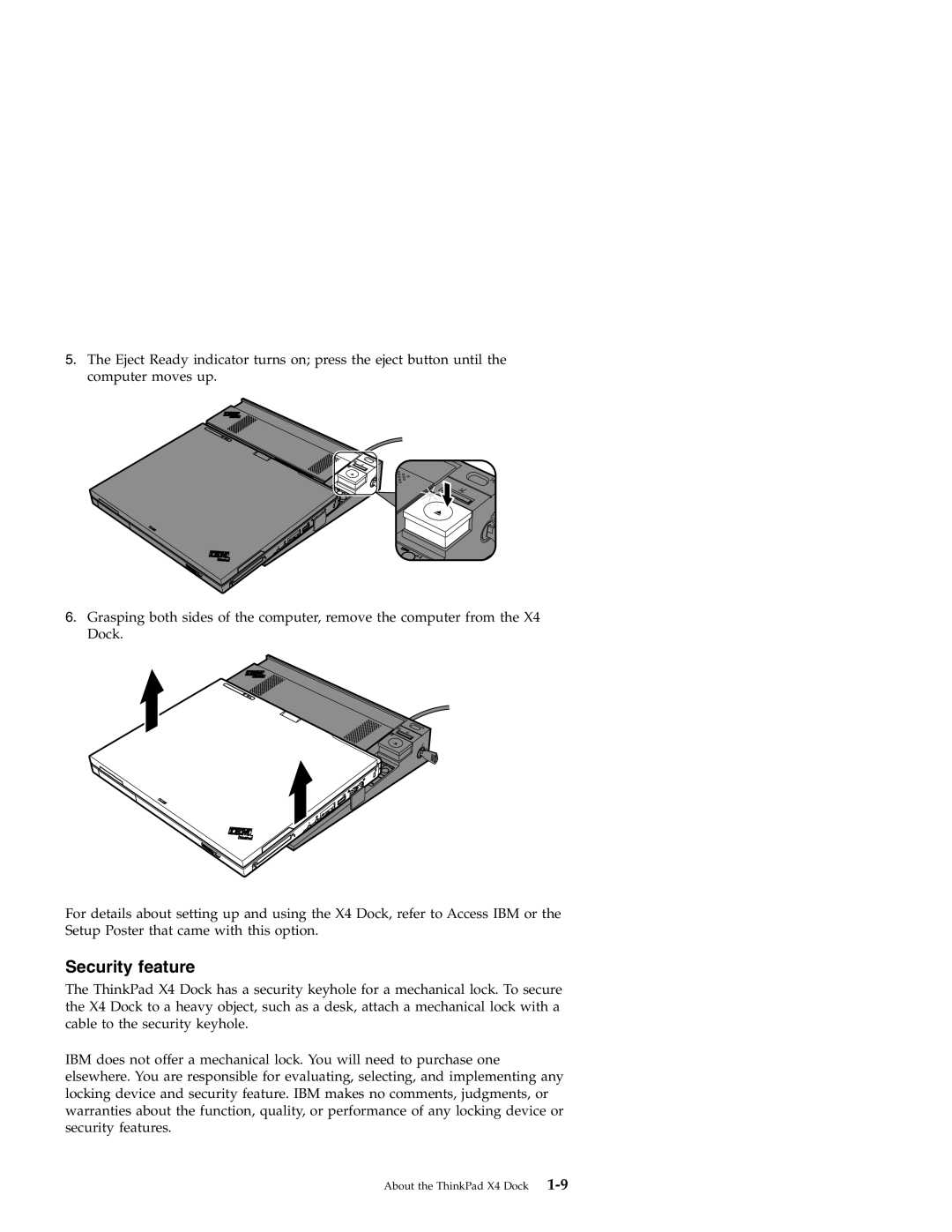 IBM X4 manual Security feature 