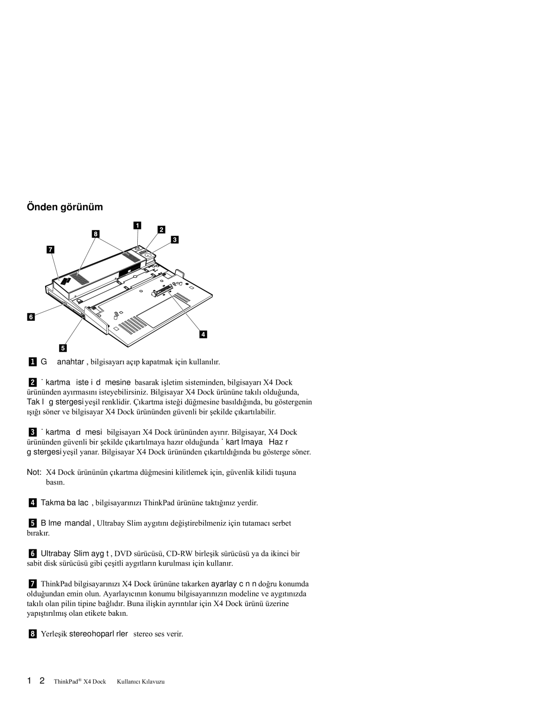 IBM X4 manual Önden görünüm 