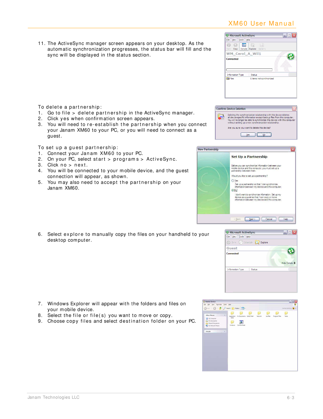 IBM XM60 manual To delete a partnership, On your PC, select start programs ActiveSync Click no next 