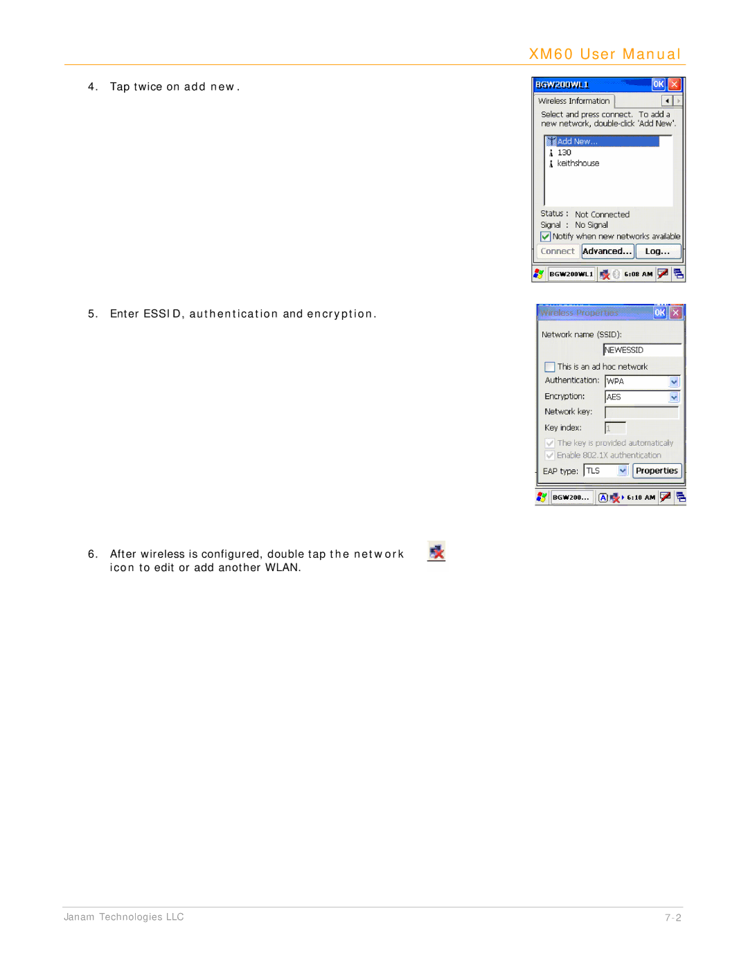 IBM XM60 manual Enter ESSID, authentication and encryption 