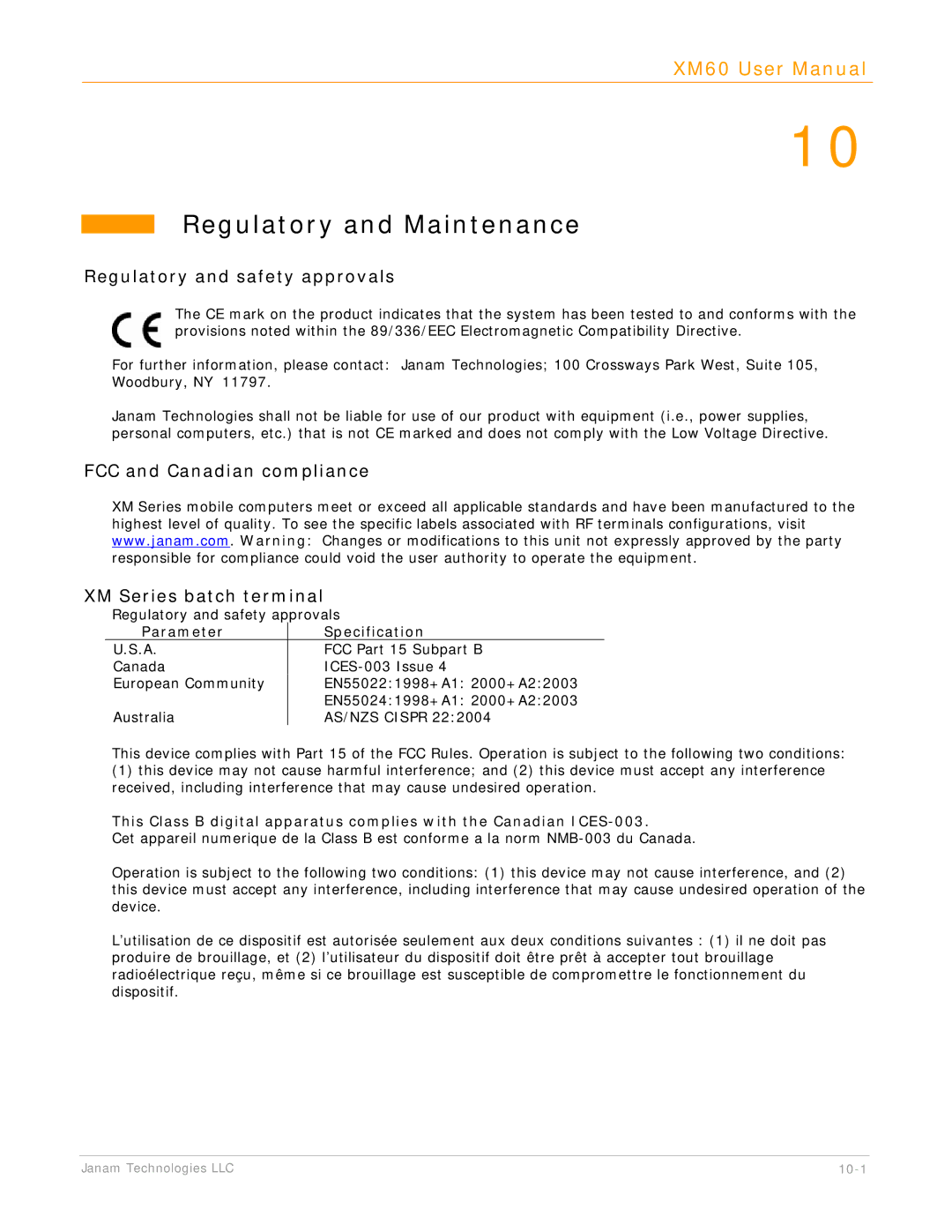 IBM XM60 Regulatory and Maintenance, Regulatory and safety approvals, FCC and Canadian compliance XM Series batch terminal 