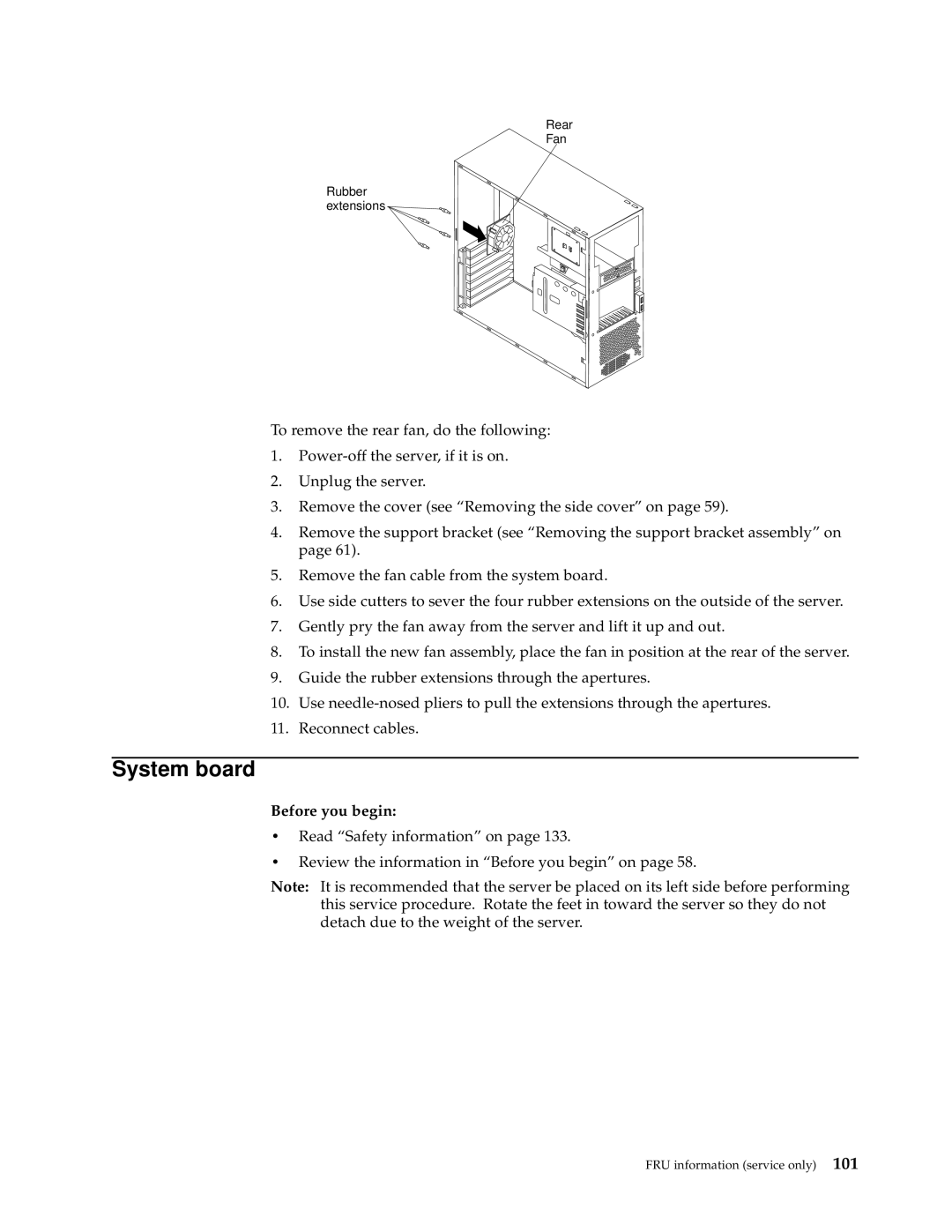 IBM XSERIES 220 manual Rear Fan Rubber extensions 