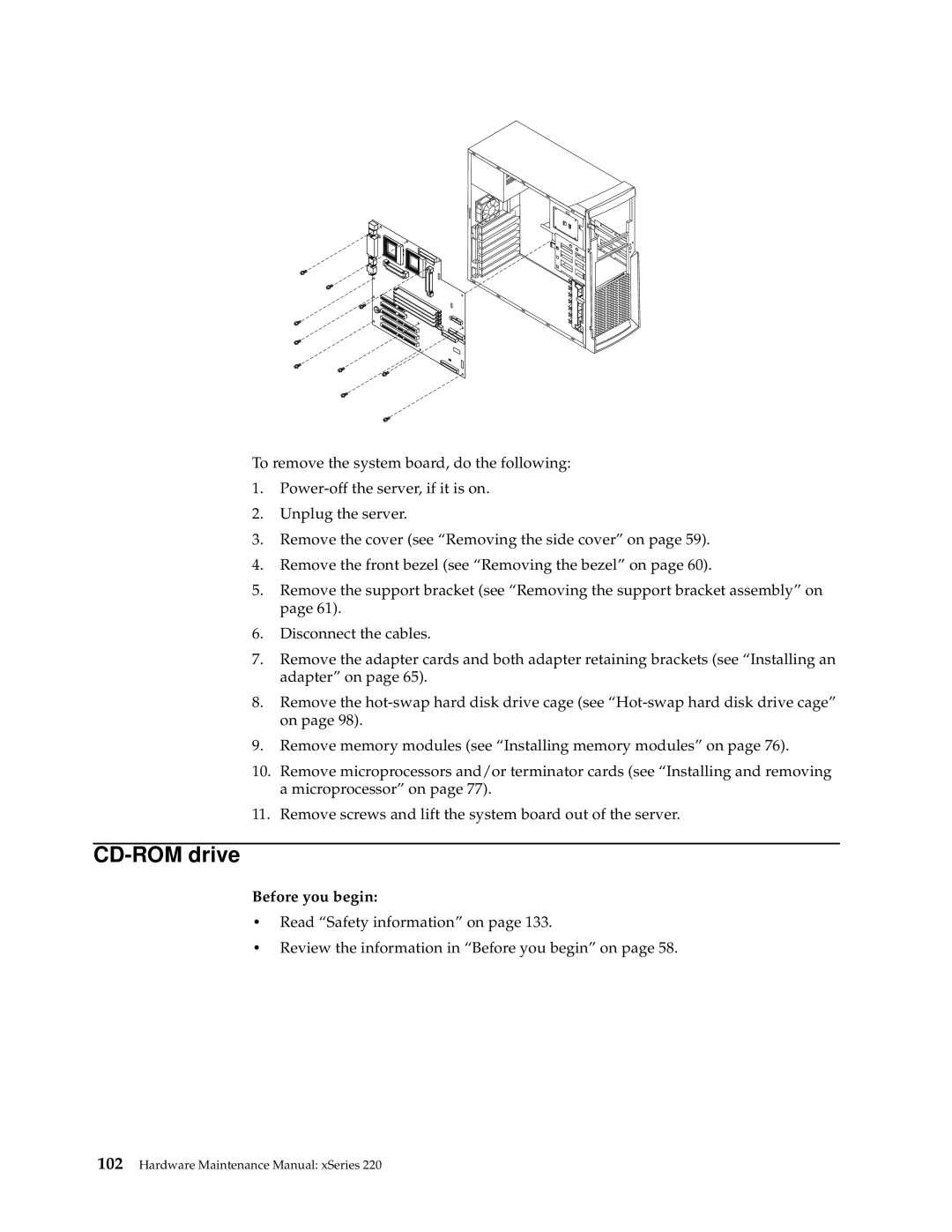 IBM XSERIES 220 manual CD-ROM drive 