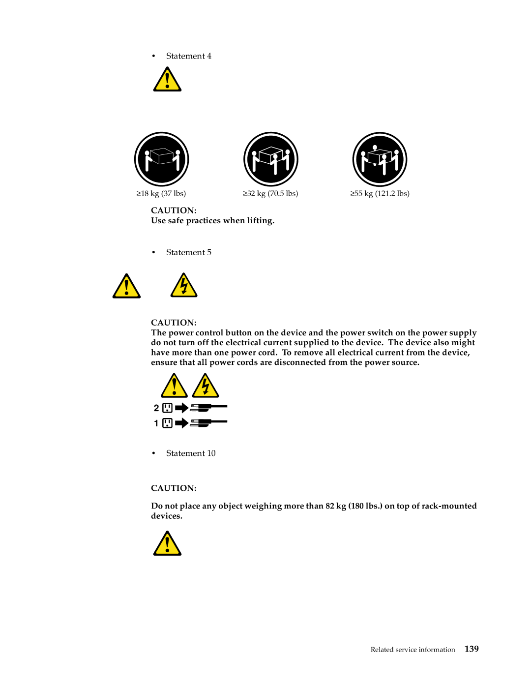 IBM XSERIES 220 manual ≥ 18 kg 37 lbs ≥ 32 kg 70.5 lbs ≥ 55 kg 121.2 lbs 