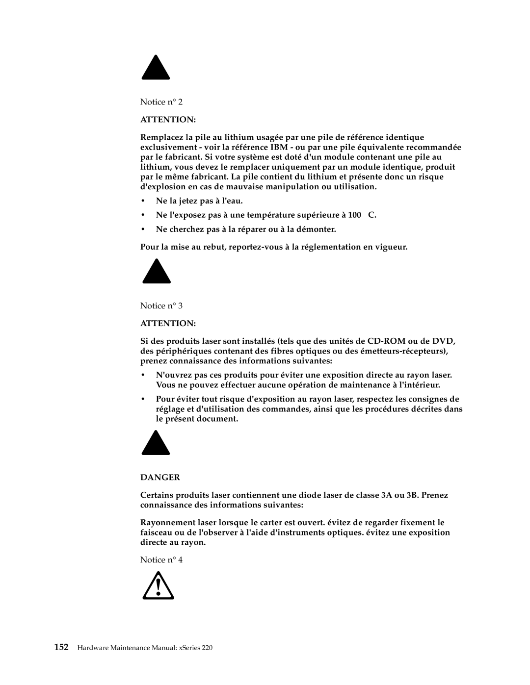 IBM XSERIES 220 manual Hardware Maintenance Manual xSeries 