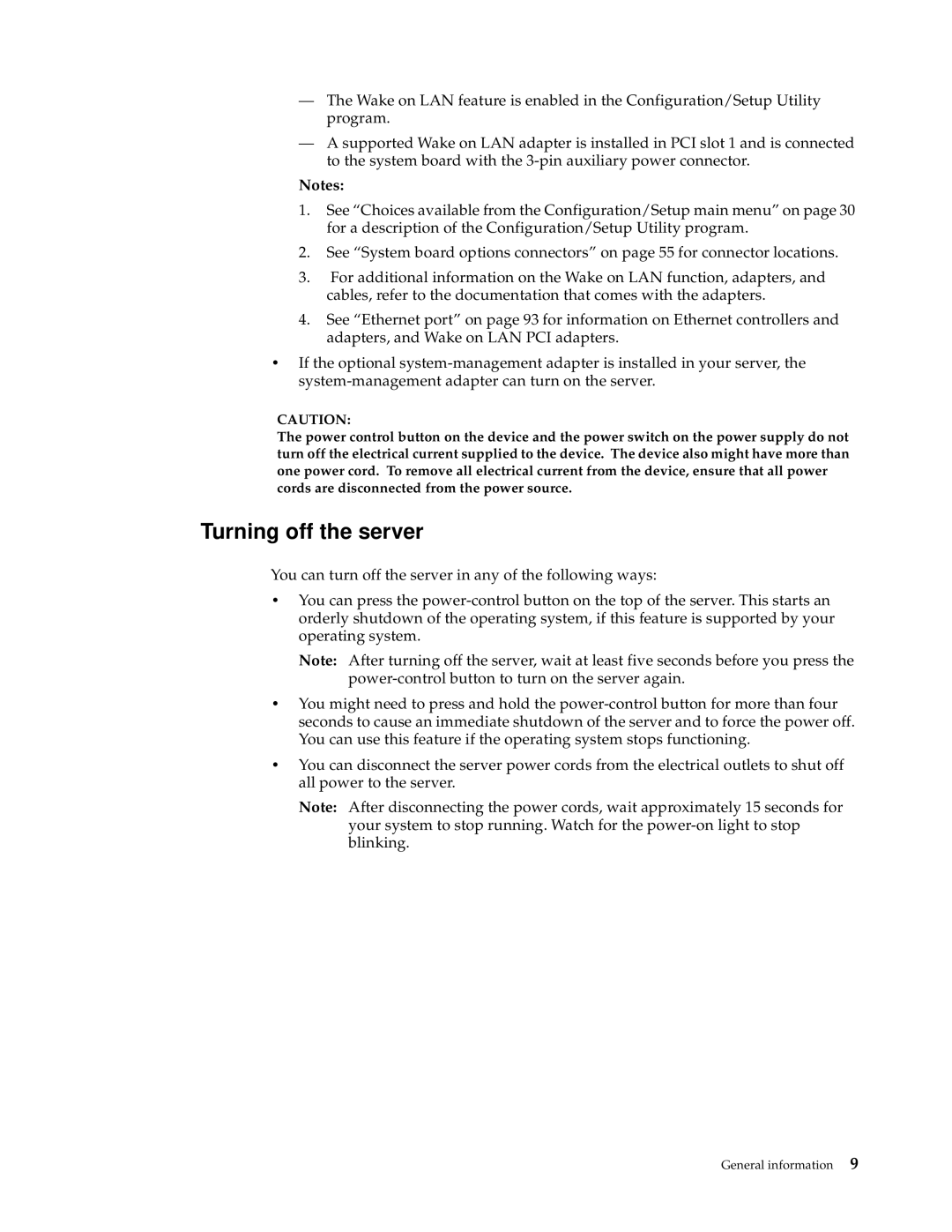 IBM XSERIES 220 manual Turning off the server 