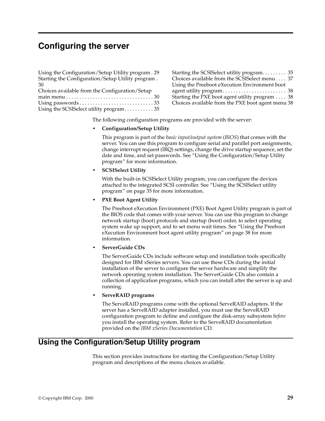 IBM XSERIES 220 manual Using the Configuration/Setup Utility program 