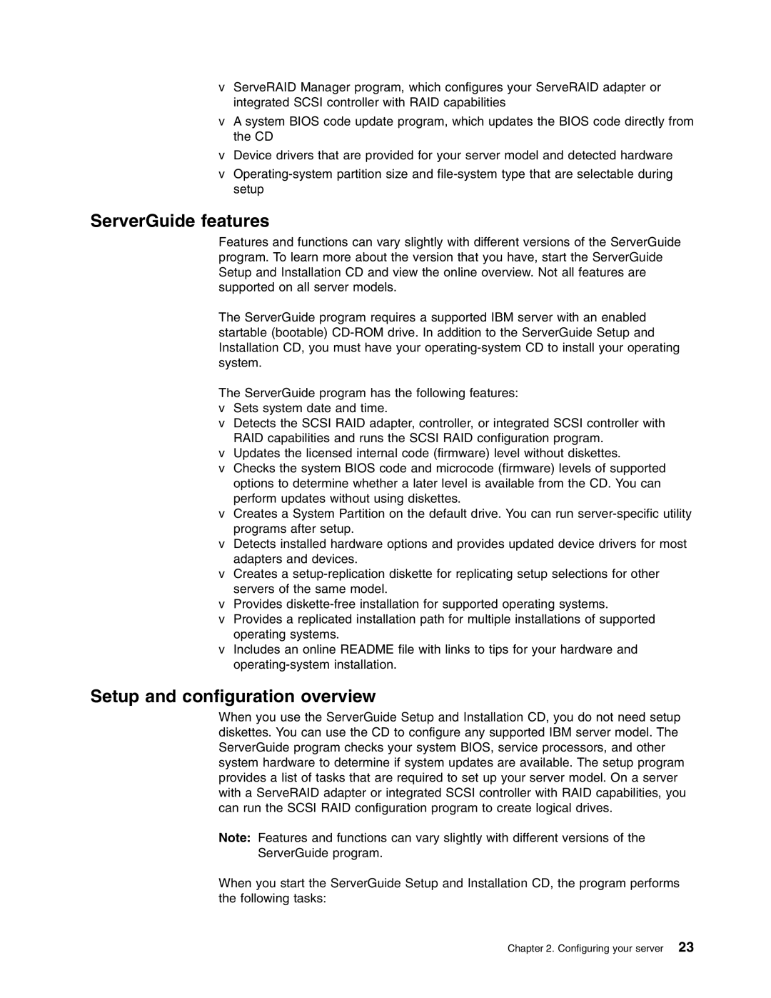 IBM xSeries 235 manual ServerGuide features, Setup and configuration overview 