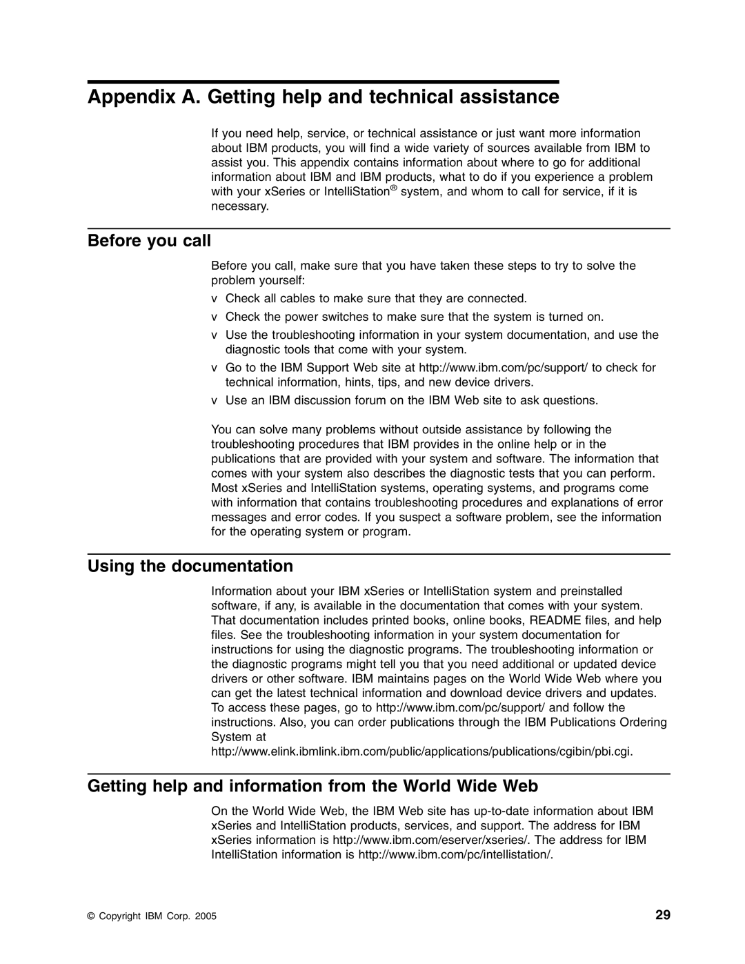 IBM xSeries 235 manual Appendix A. Getting help and technical assistance, Before you call 