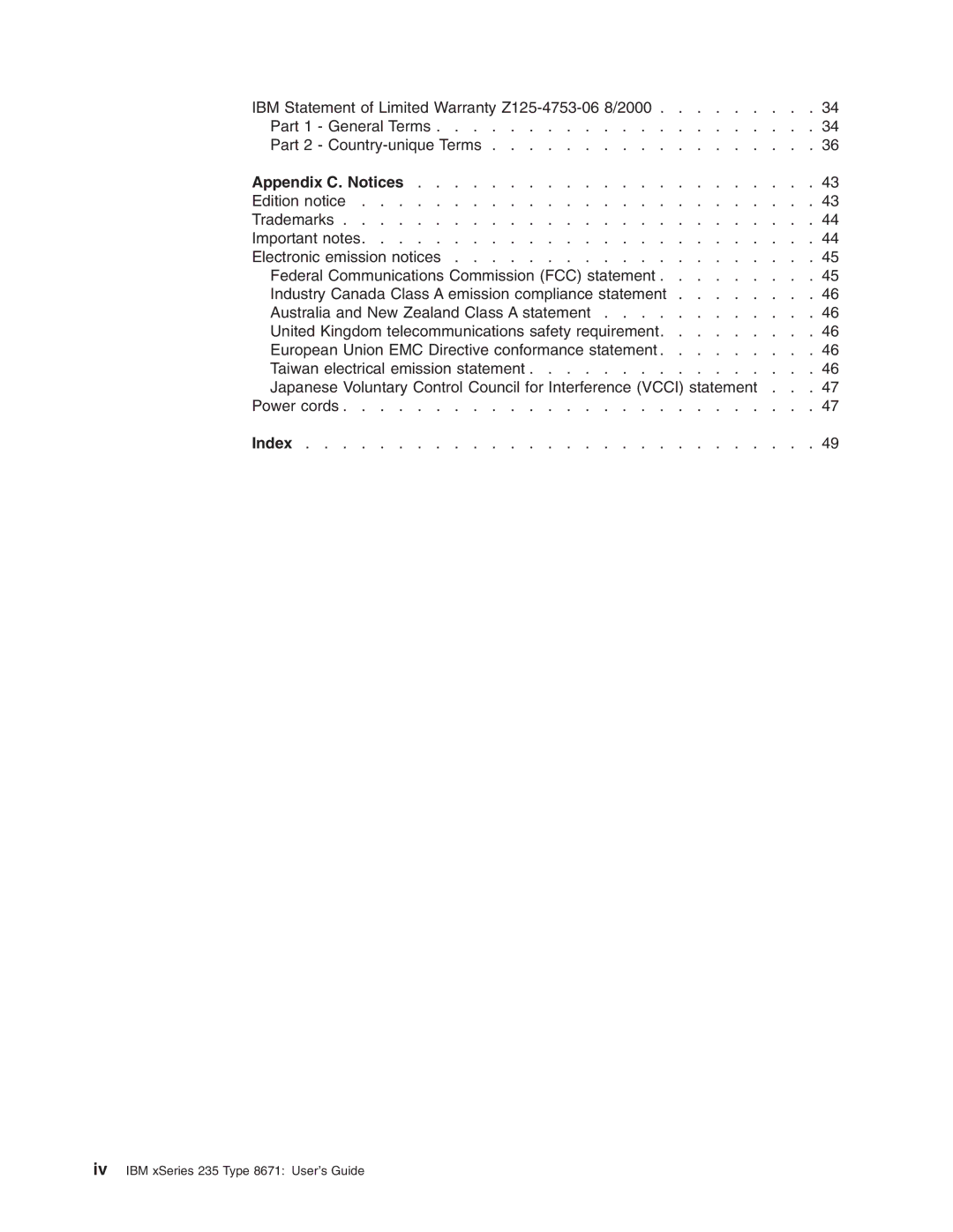 IBM manual Iv IBM xSeries 235 Type 8671 User’s Guide 