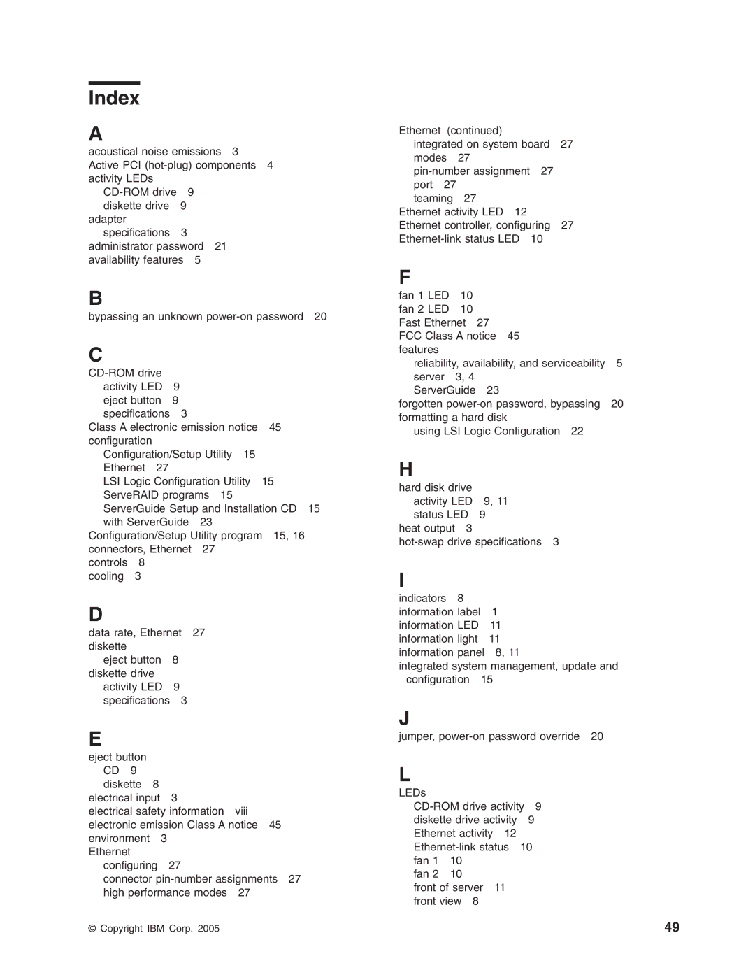 IBM xSeries 235 manual Index 