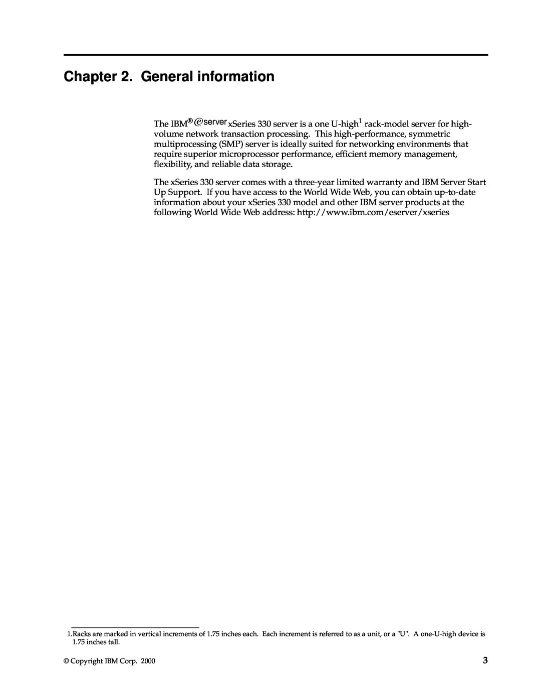 IBM xSeries 330 manual General information, Copyright IBM Corp 