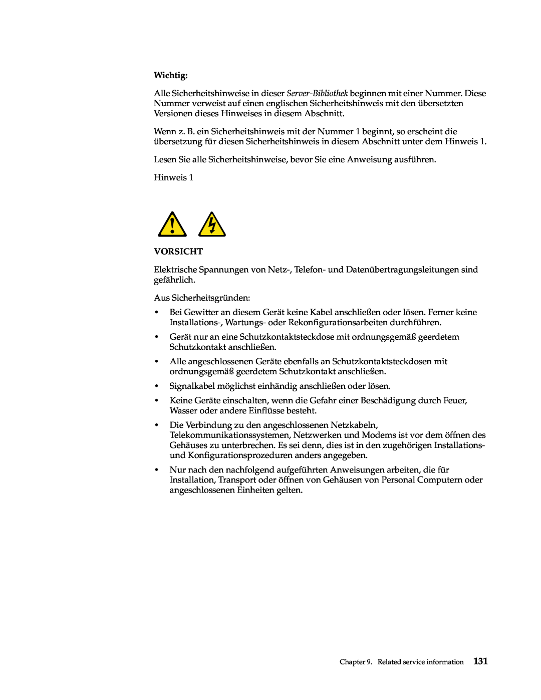 IBM xSeries 330 manual Wichtig, Vorsicht 