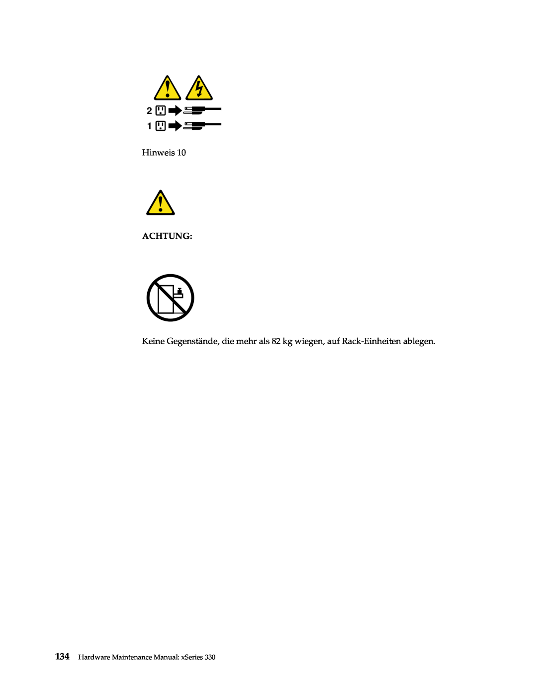 IBM xSeries 330 manual Hinweis, Achtung, Hardware Maintenance Manual: xSeries 