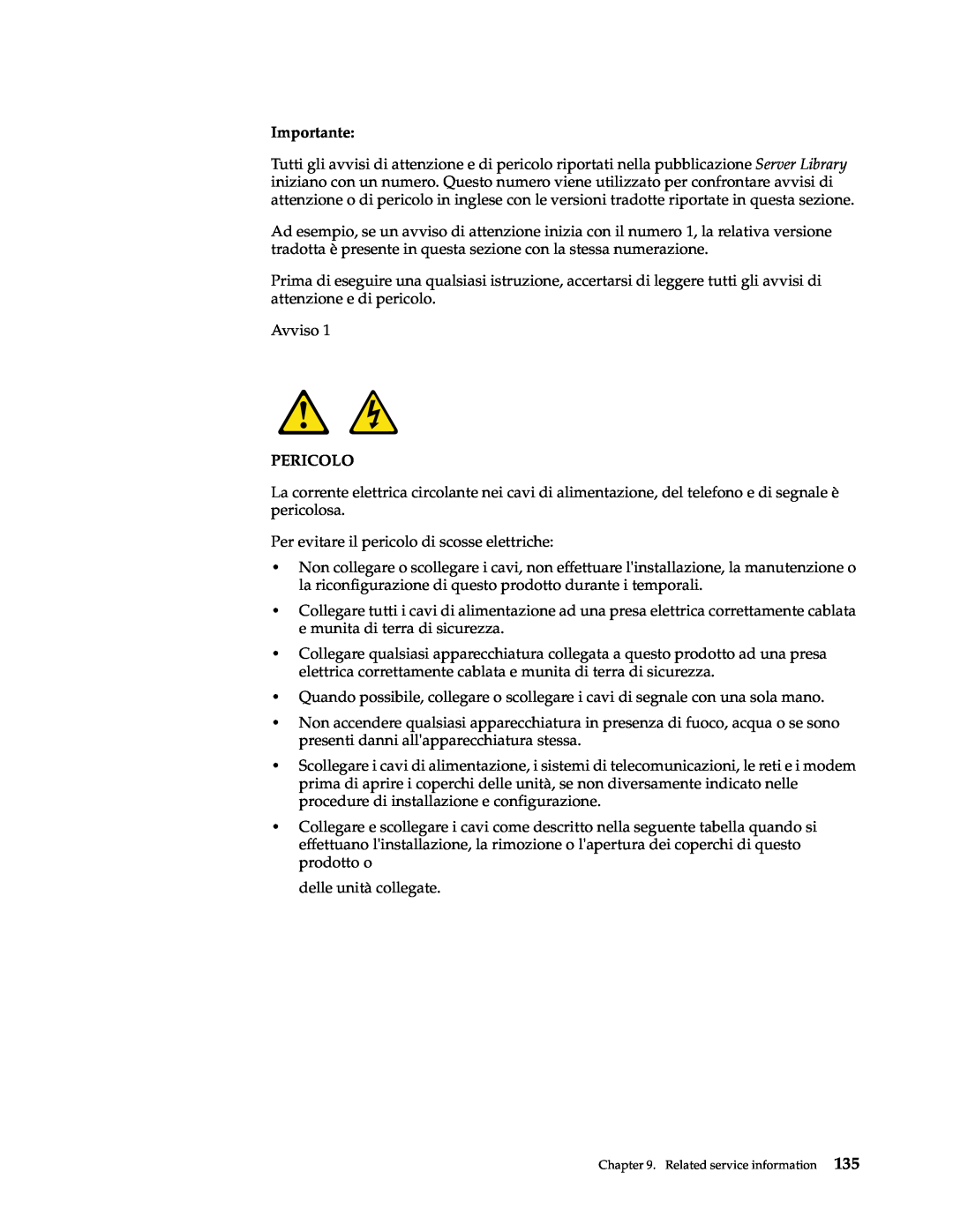 IBM xSeries 330 manual Pericolo, Importante 