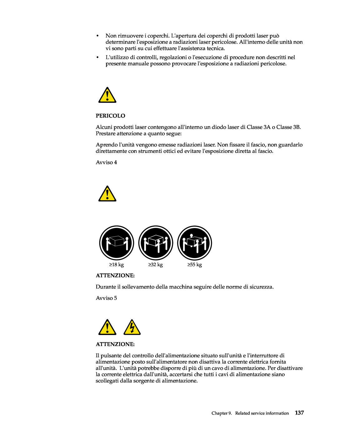 IBM xSeries 330 manual Pericolo, Avviso, Attenzione 