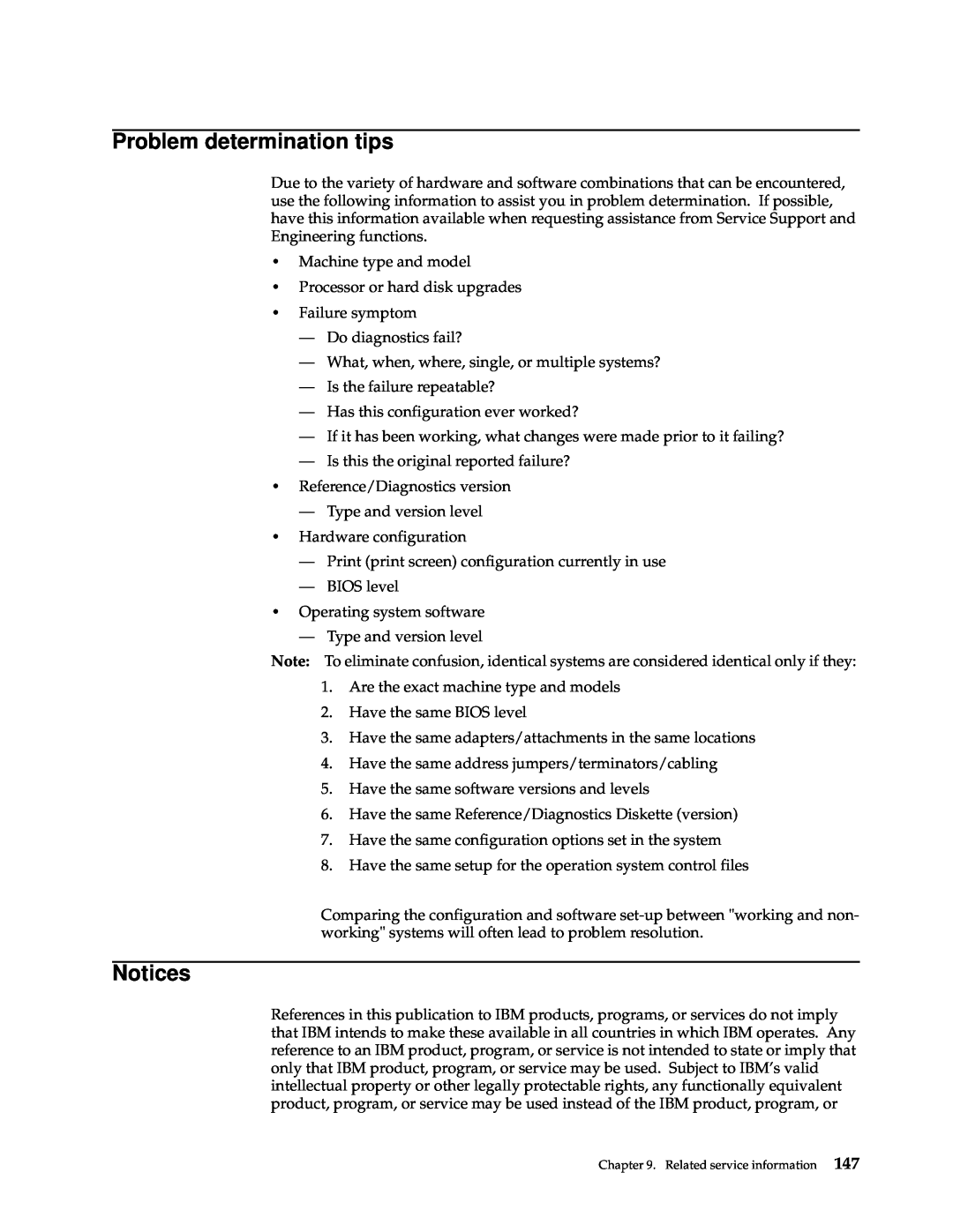 IBM xSeries 330 manual Problem determination tips, Notices 