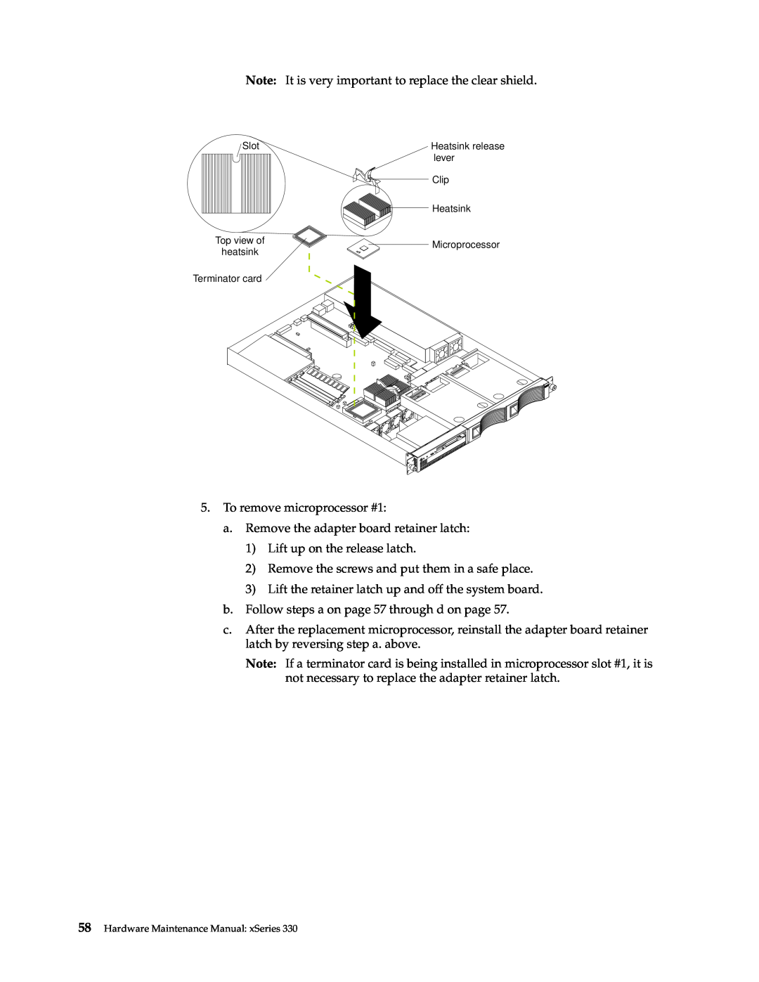 IBM xSeries 330 manual To remove microprocessor #1 