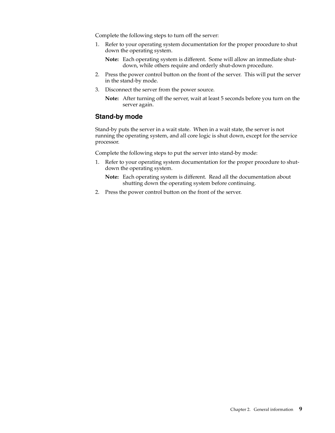 IBM xSeries 330 manual Stand-by mode 