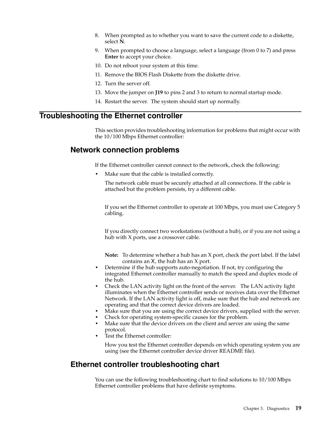 IBM xSeries 330 manual Troubleshooting the Ethernet controller, Network connection problems 