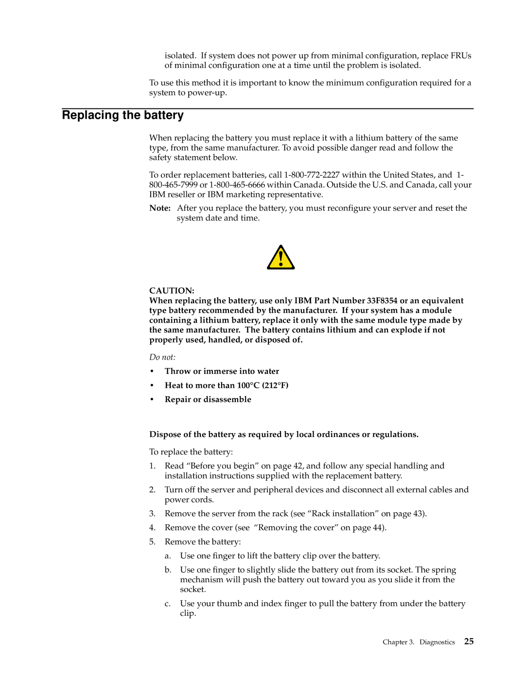 IBM xSeries 330 manual Replacing the battery 