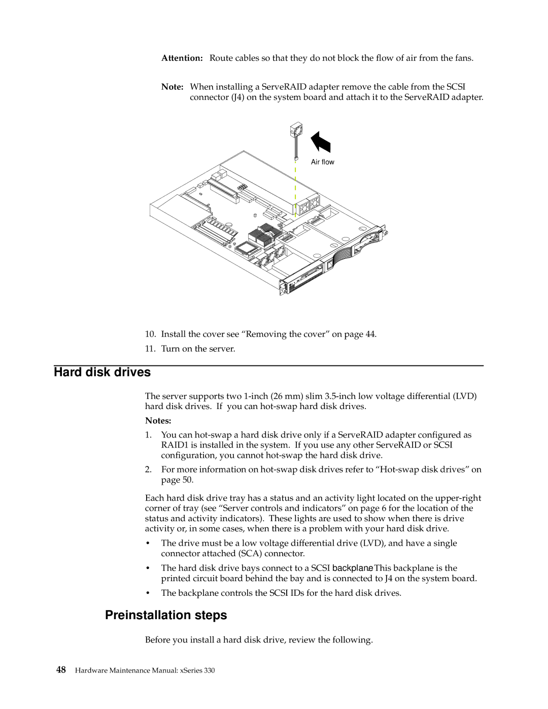 IBM xSeries 330 manual Hard disk drives, Preinstallation steps 