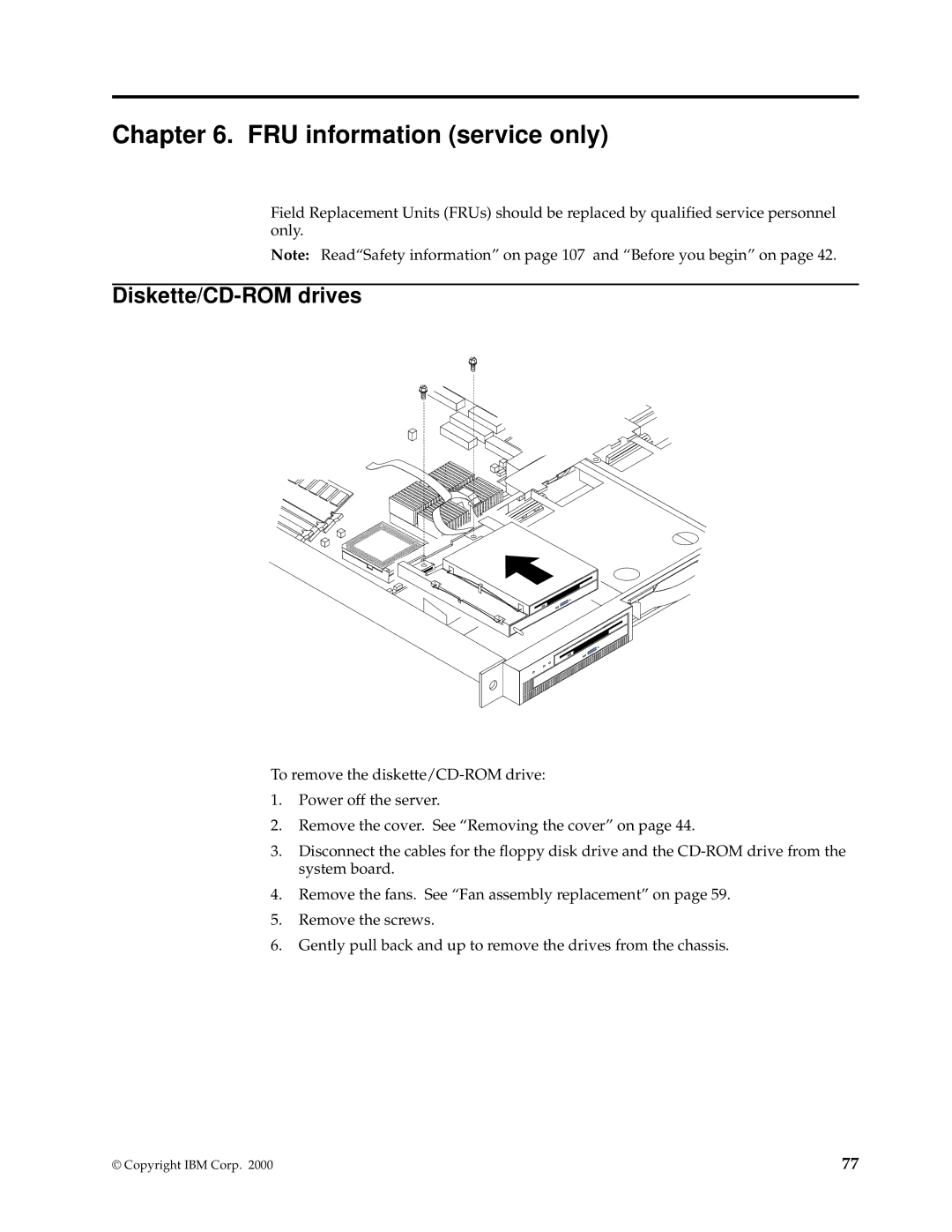 IBM xSeries 330 manual FRU information service only, Diskette/CD-ROM drives 