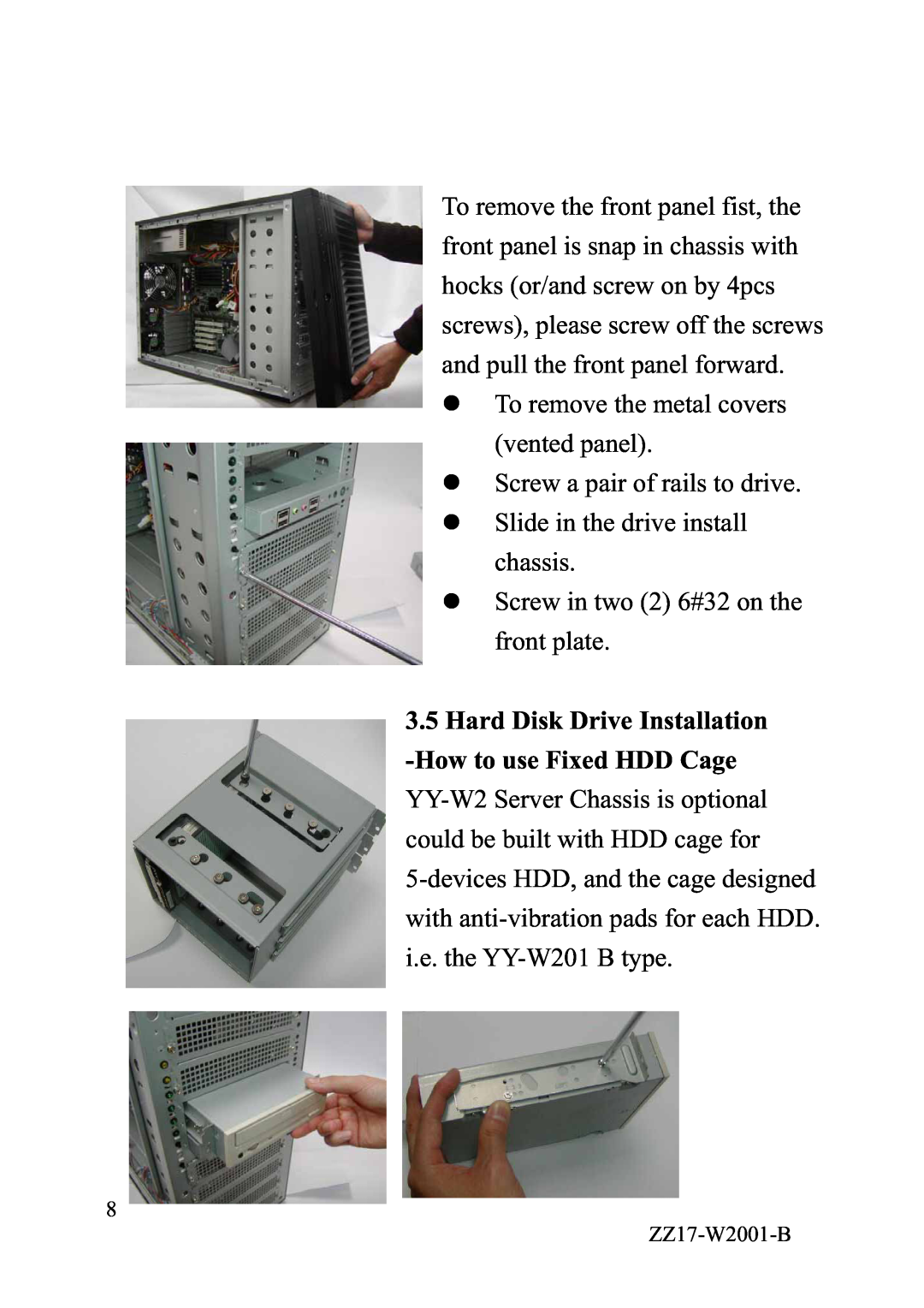 IBM YY-W2xx, YY-R5xx manual Hard Disk Drive Installation How to use Fixed HDD Cage 