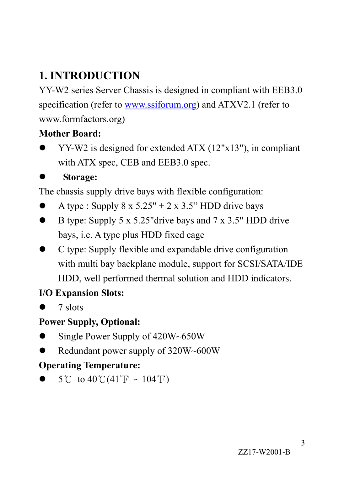 IBM YY-R5xx, YY-W2xx manual Mother Board, Storage, Expansion Slots, Power Supply, Optional, Operating Temperature 