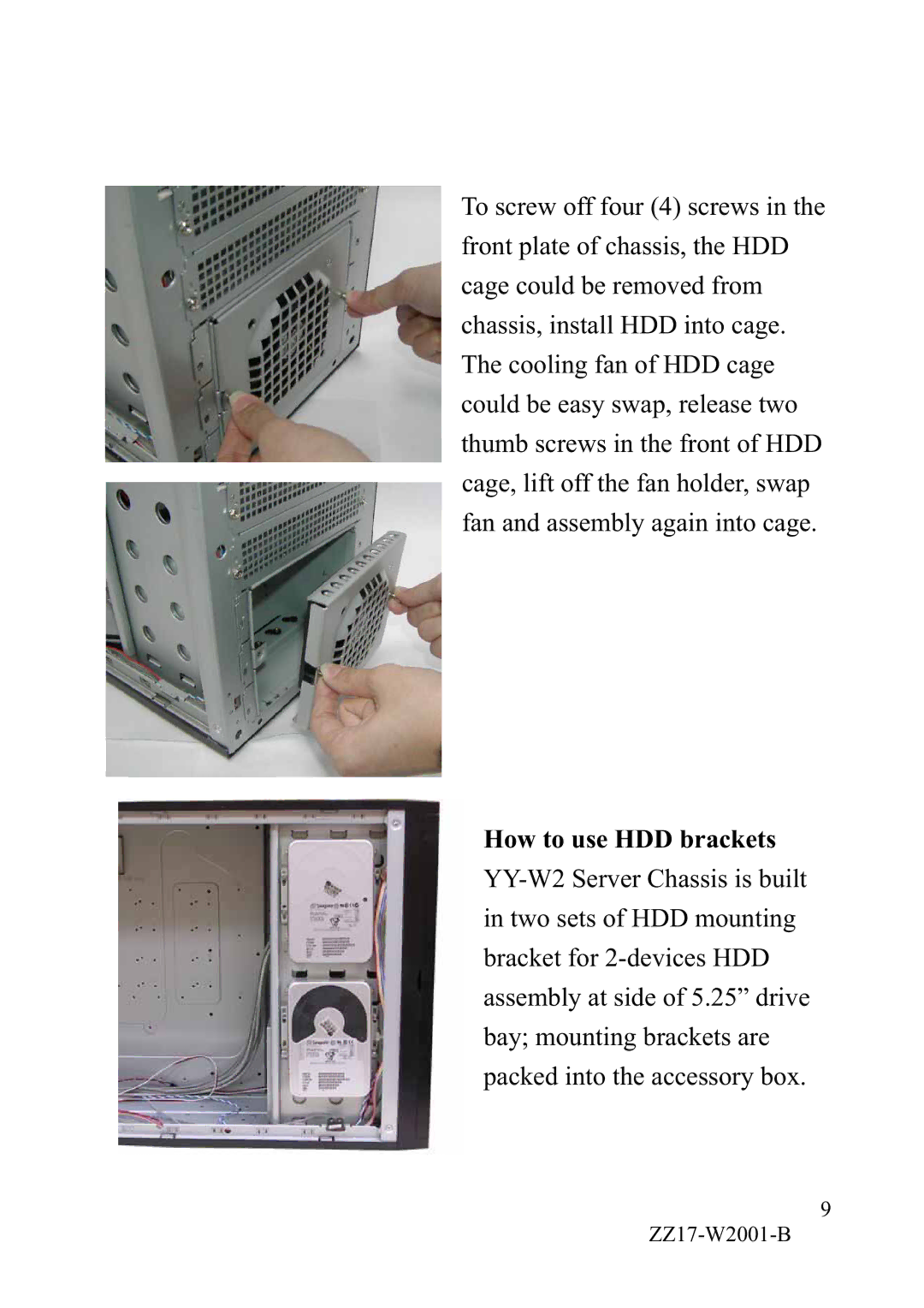 IBM YY-R5xx, YY-W2xx manual How to use HDD brackets 