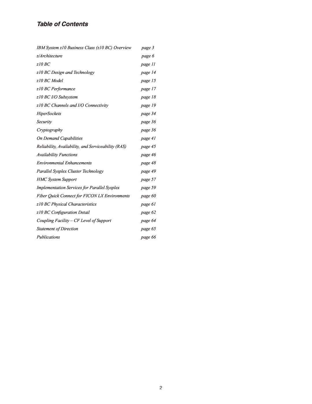 IBM Z10 BC manual Table of Contents 