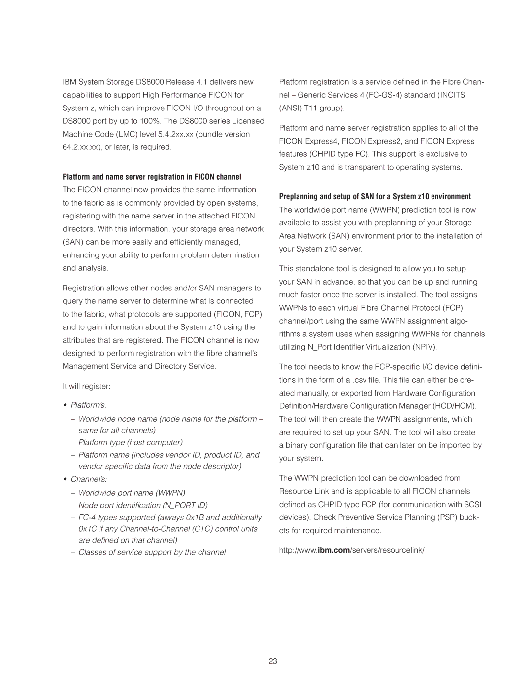 IBM Z10 BC manual Platform and name server registration in Ficon channel 