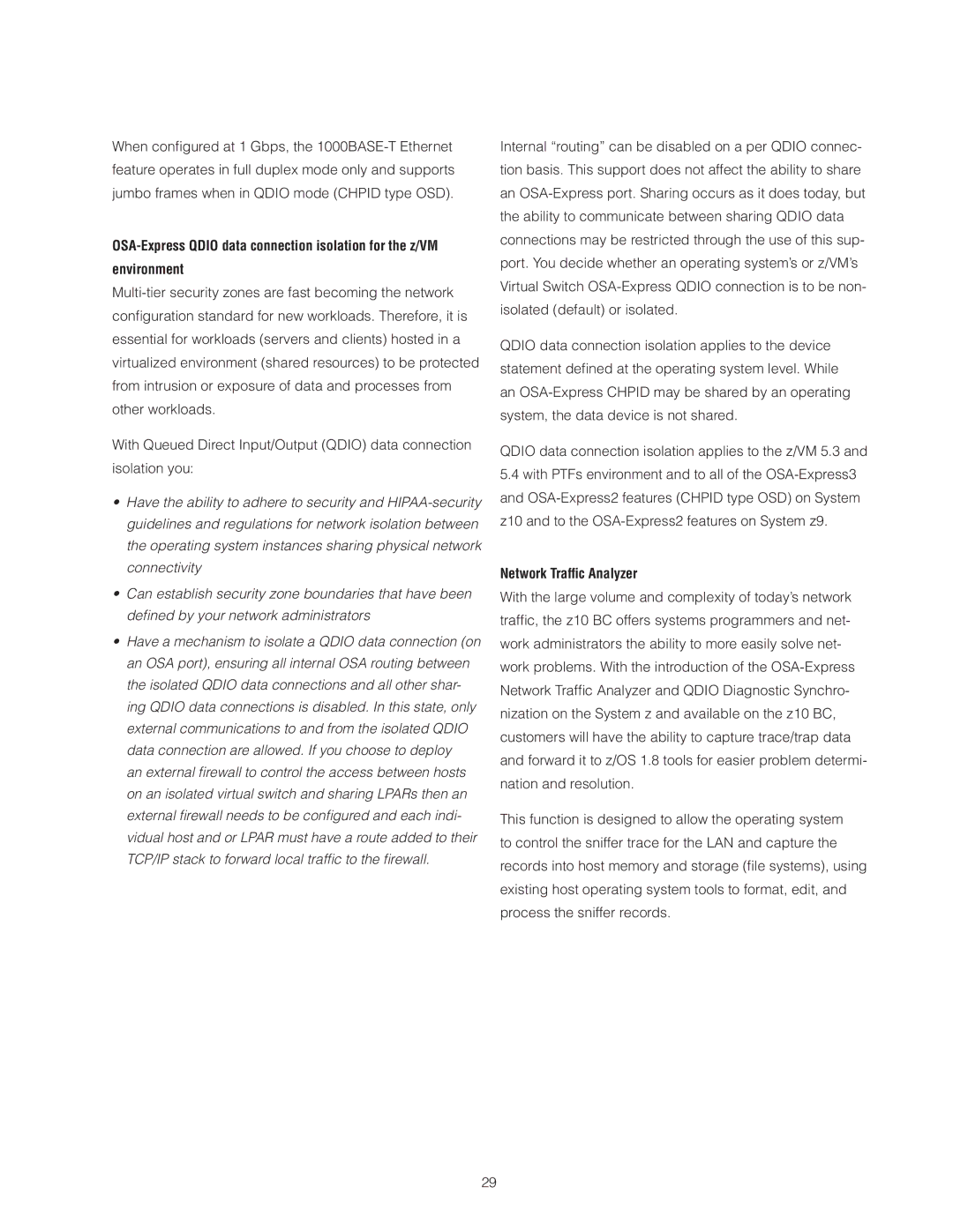 IBM Z10 BC manual Network Trafﬁc Analyzer 