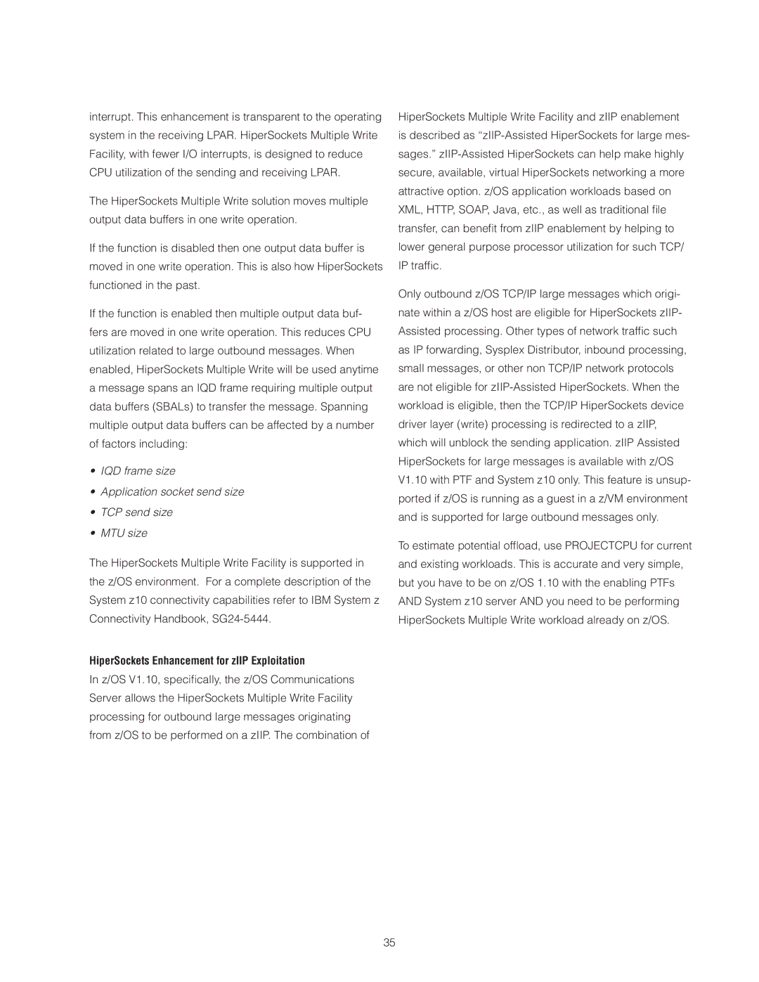 IBM Z10 BC manual HiperSockets Enhancement for zIIP Exploitation 