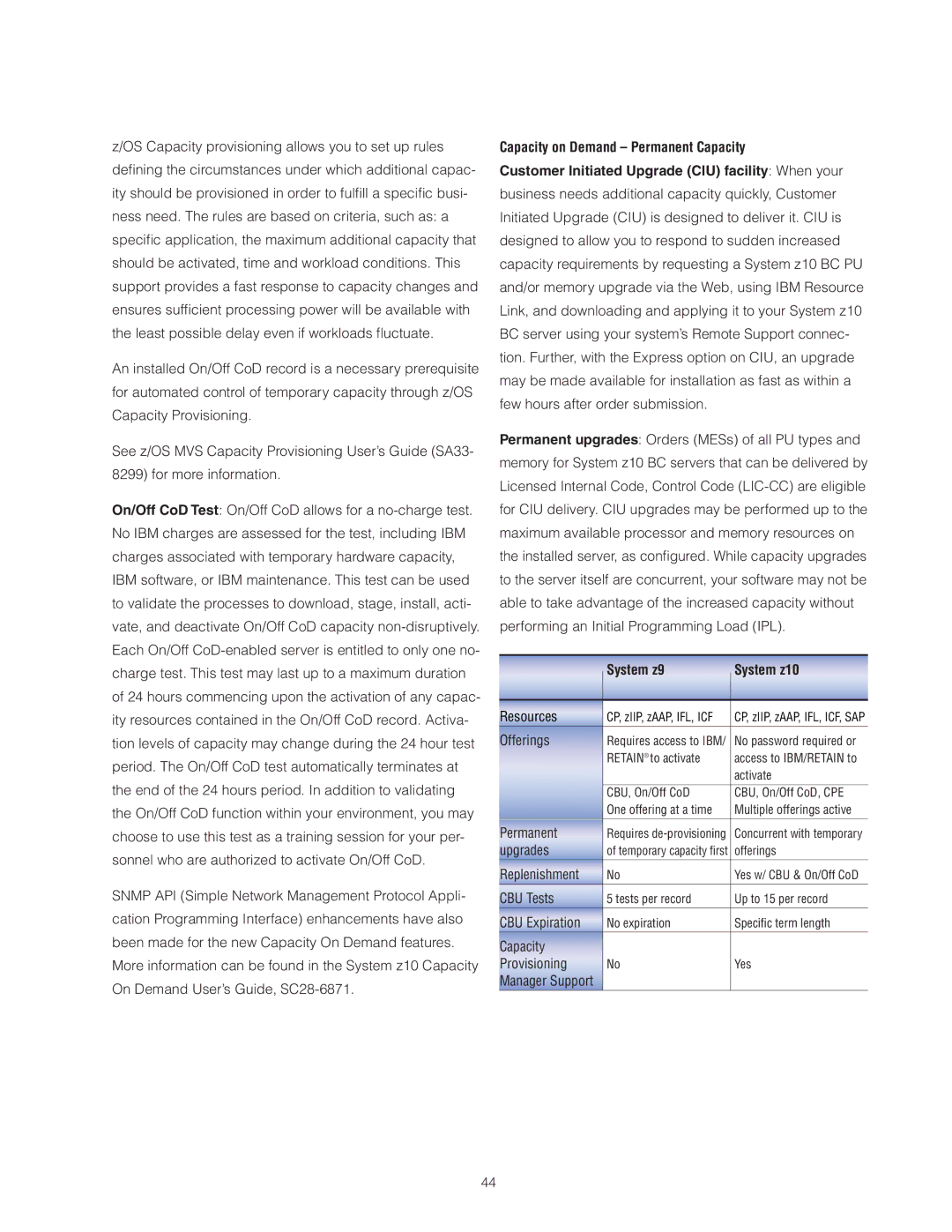 IBM Z10 BC manual OS Capacity provisioning allows you to set up rules, System z9 System z10 