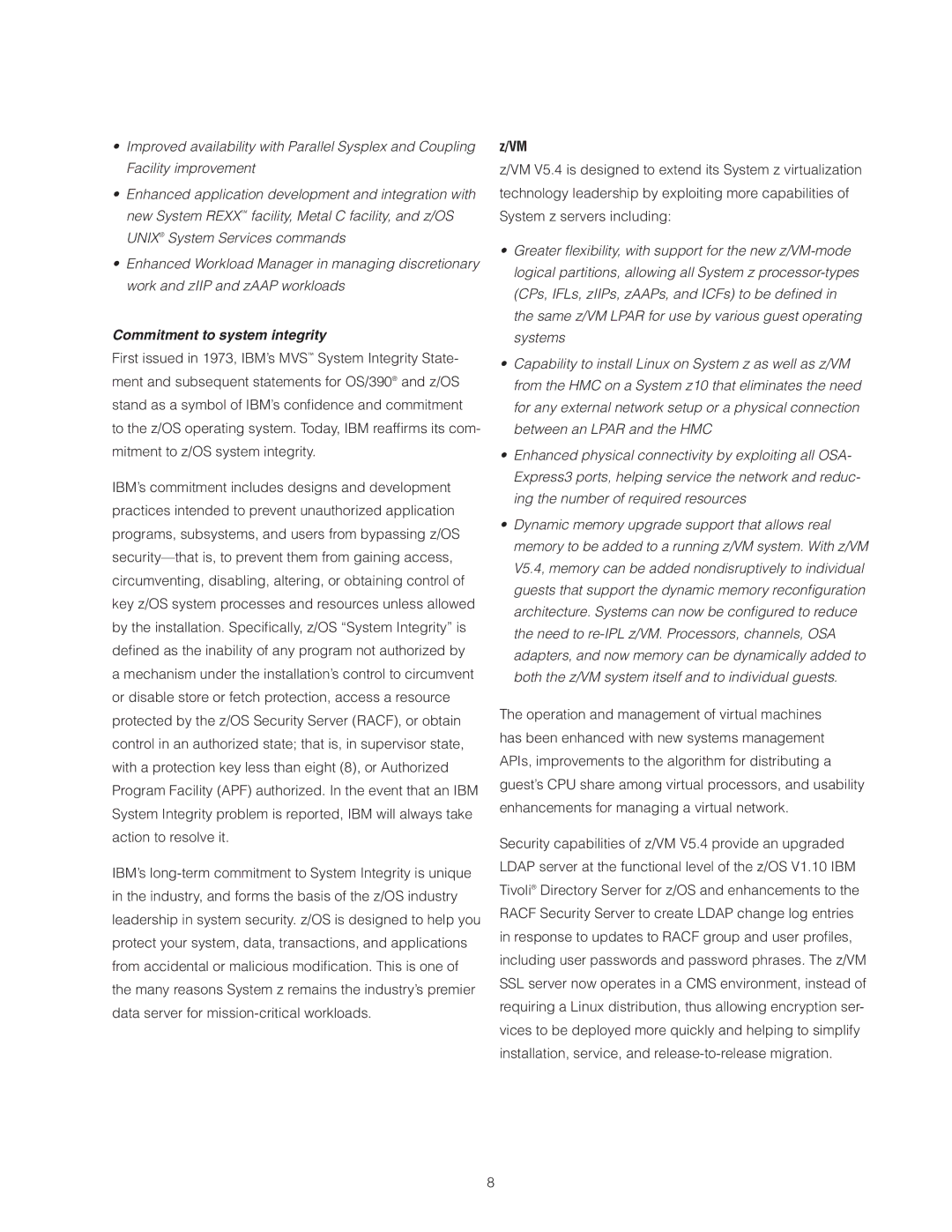 IBM Z10 BC manual Commitment to system integrity 