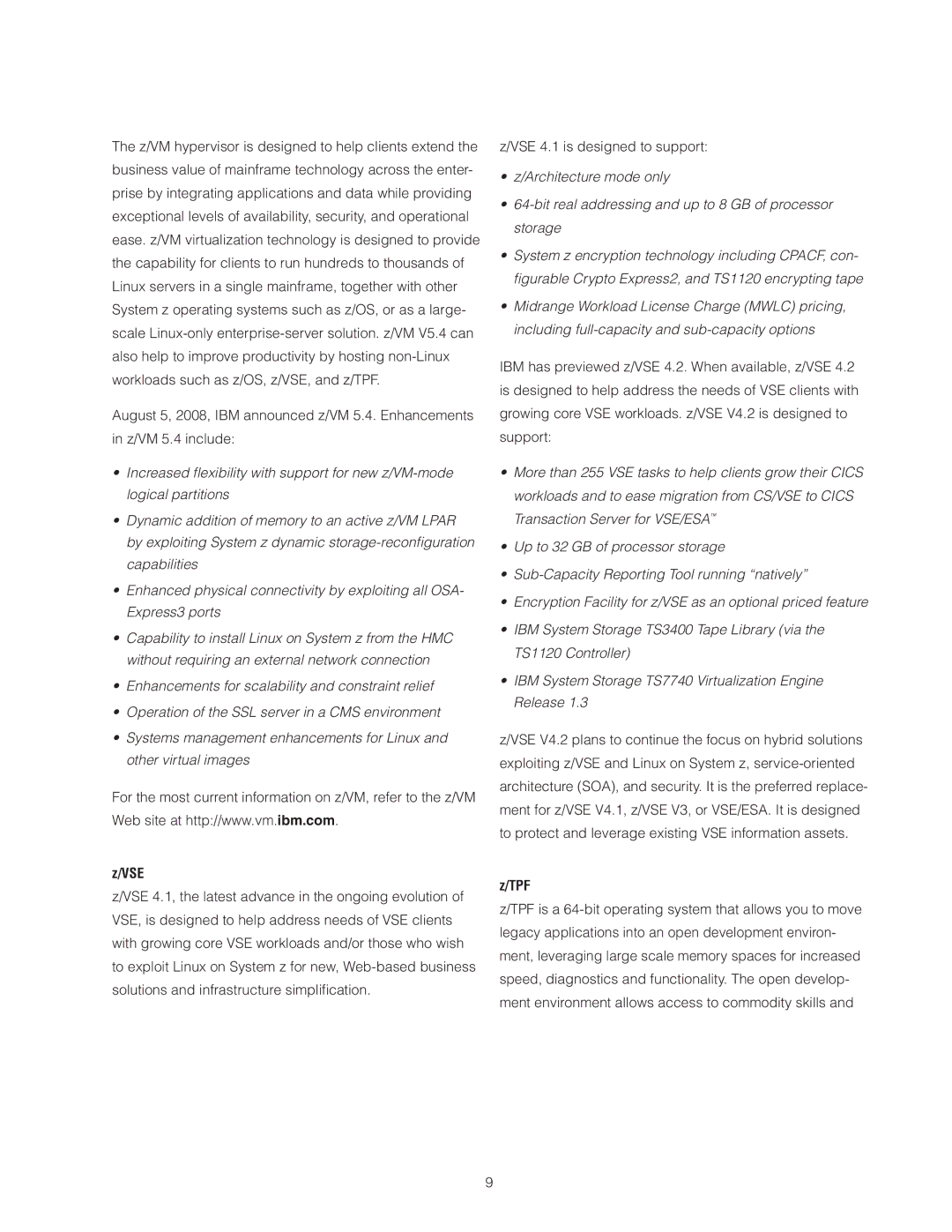 IBM Z10 BC manual Vse, Tpf 