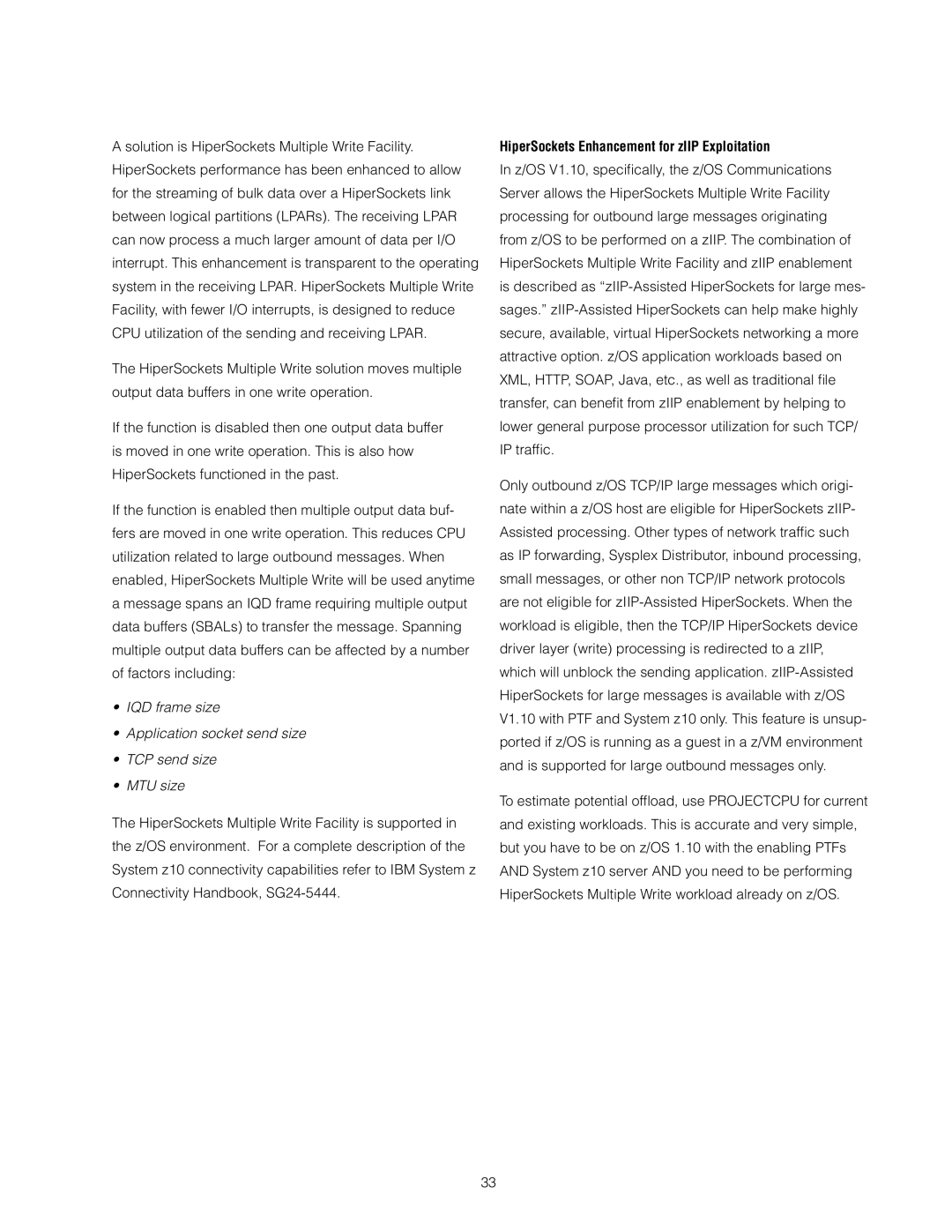 IBM Z10 EC manual HiperSockets Enhancement for zIIP Exploitation 