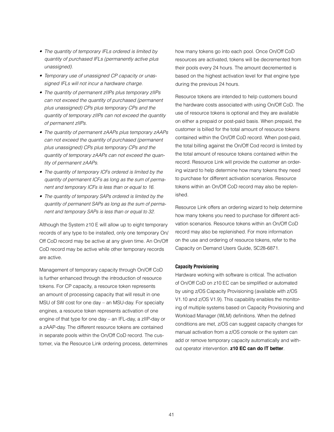 IBM Z10 EC manual Capacity Provisioning 